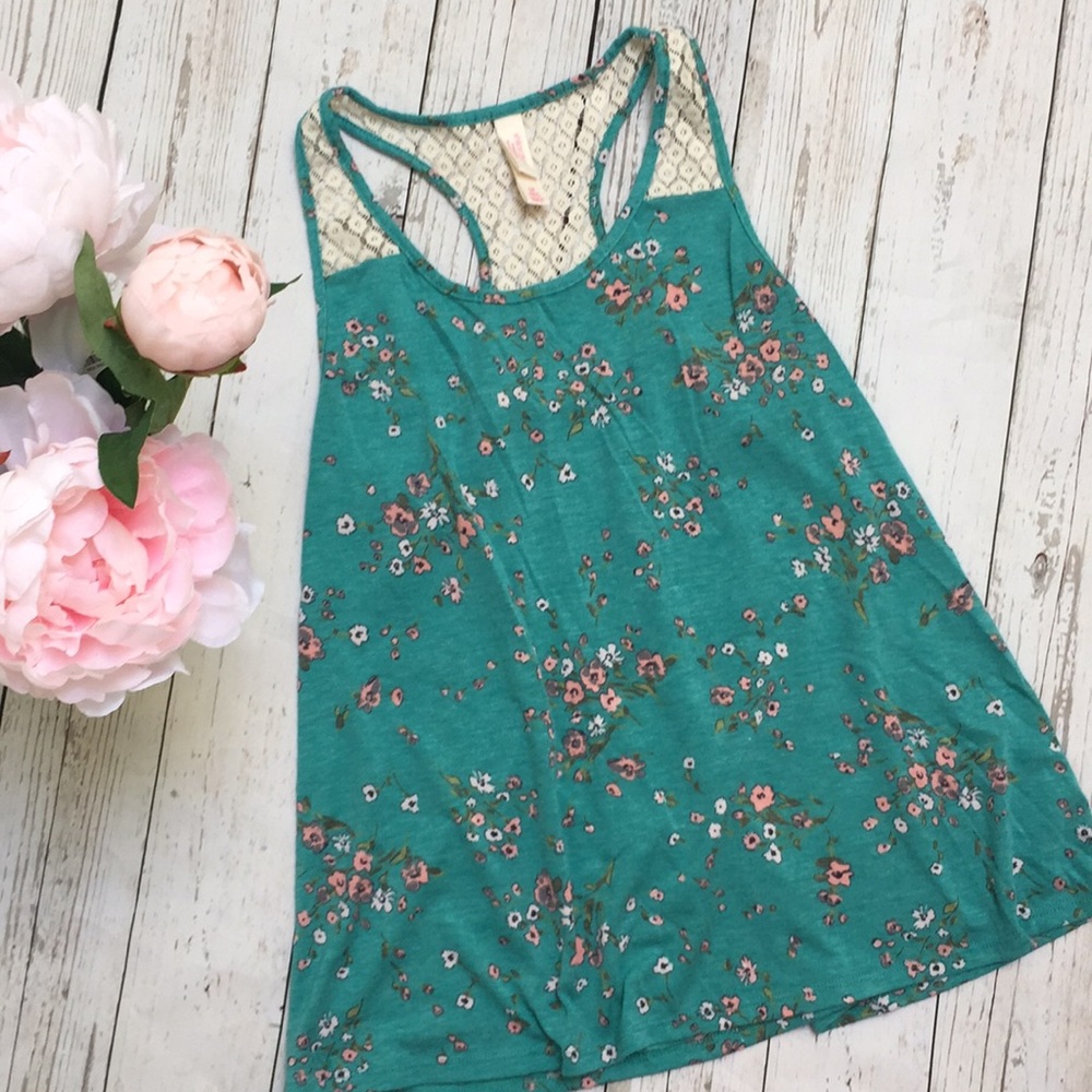 Crocheted Teal Floral Tank